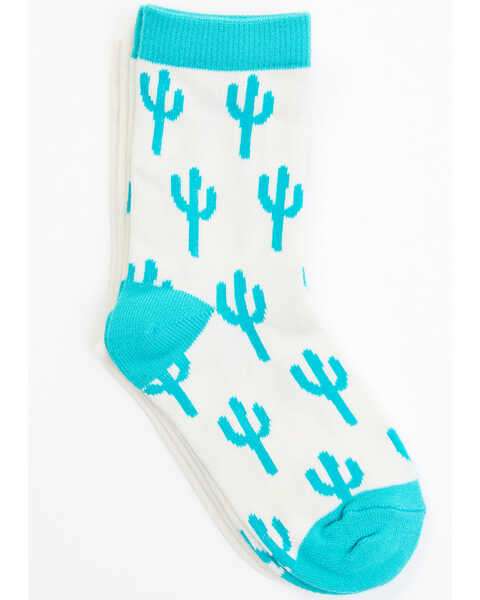 RANK 45® Girls' Cactus & Southwestern Print Crew Socks - 2-Pack, Multi, hi-res
