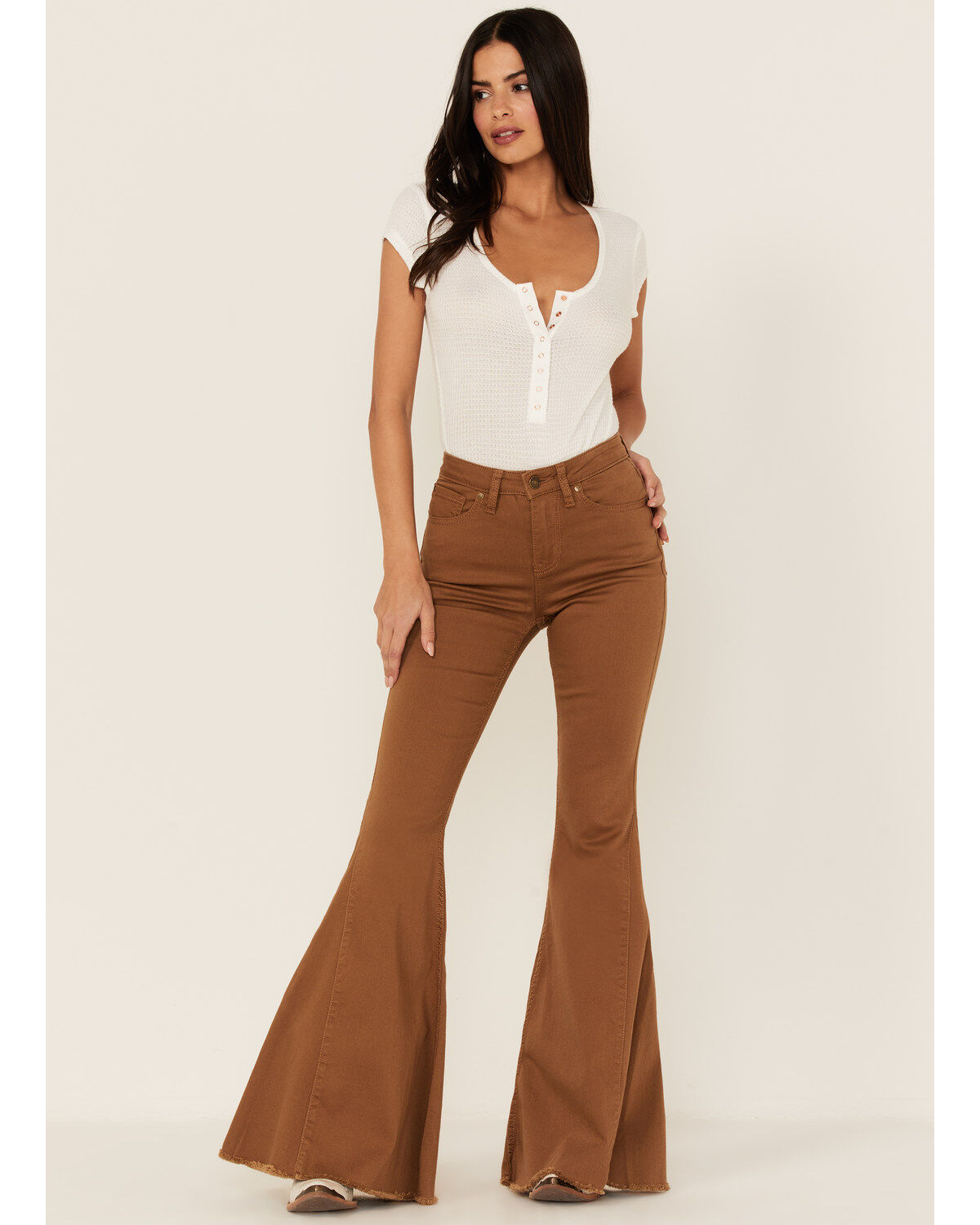 Image #1 - Shyanne Women's High Rise Frayed Hem Super Flare Jeans, , hi-res