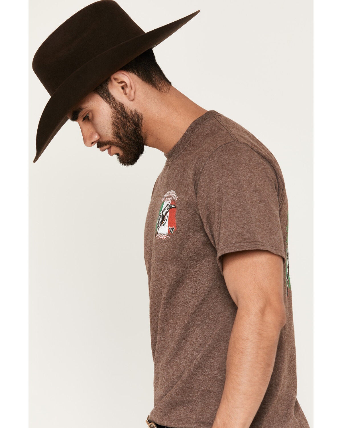 Image #3 - Cowboy Hardware Men's 8 Seconds Flag Short Sleeve Graphic T-Shirt, Dark Brown, hi-res
