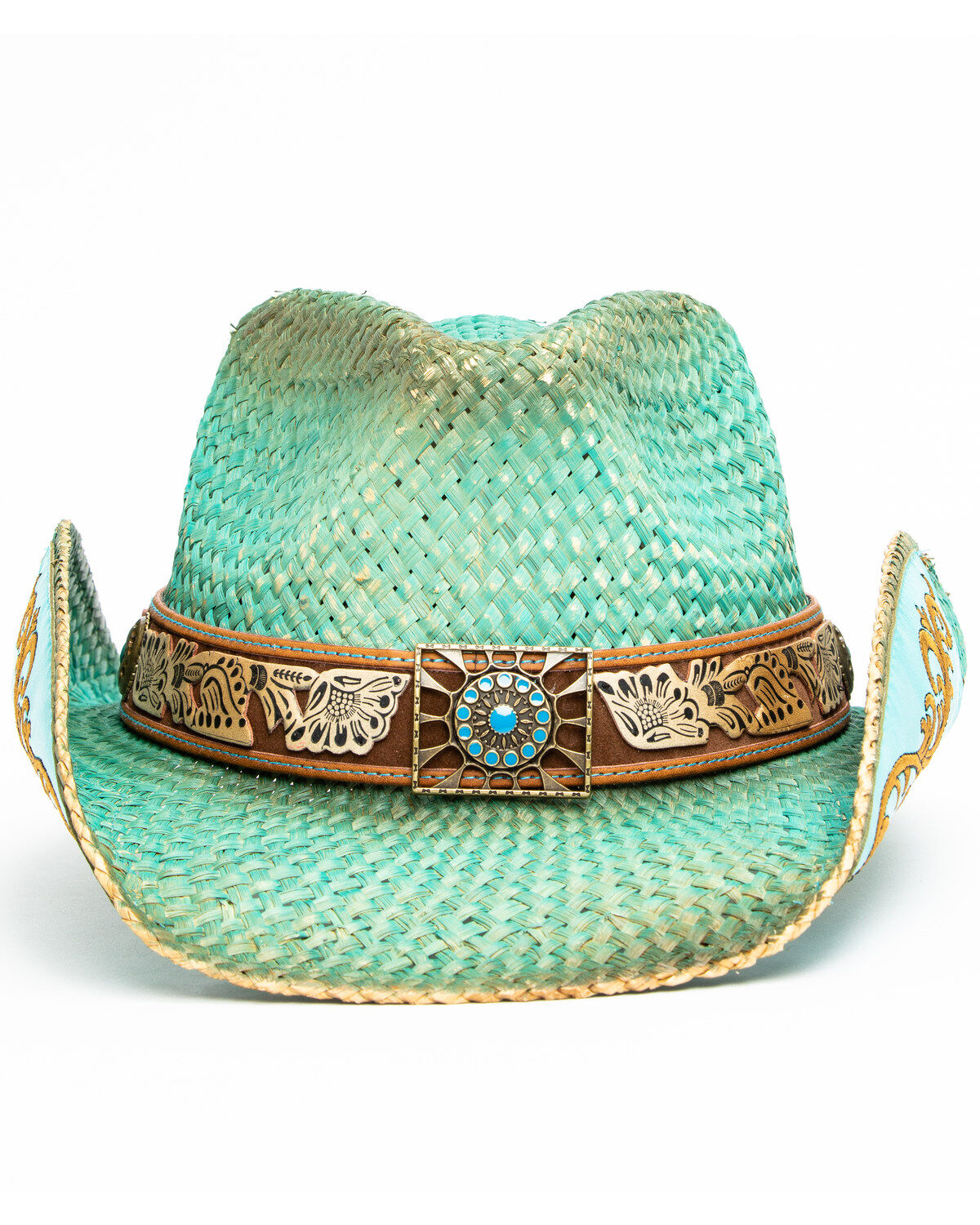 Image #4 - Shyanne Women's Cactus Flower Straw Cowboy Hat, Blue, hi-res