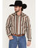 Image #1 - Wrangler Retro Men's Striped Print Long Sleeve Snap Western Shirt, Rust Copper, hi-res