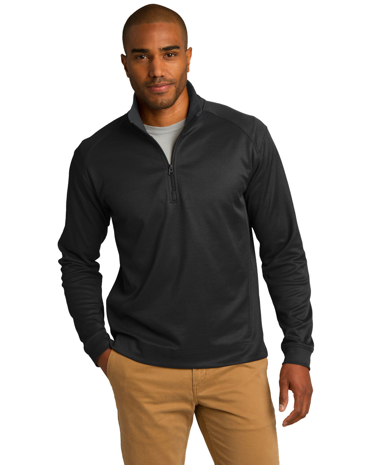 Image #1 - Port Authority Men's Black & Iron Gray 3X Virtual Texture 1/4 Zip Work Pullover - Big, Multi, hi-res