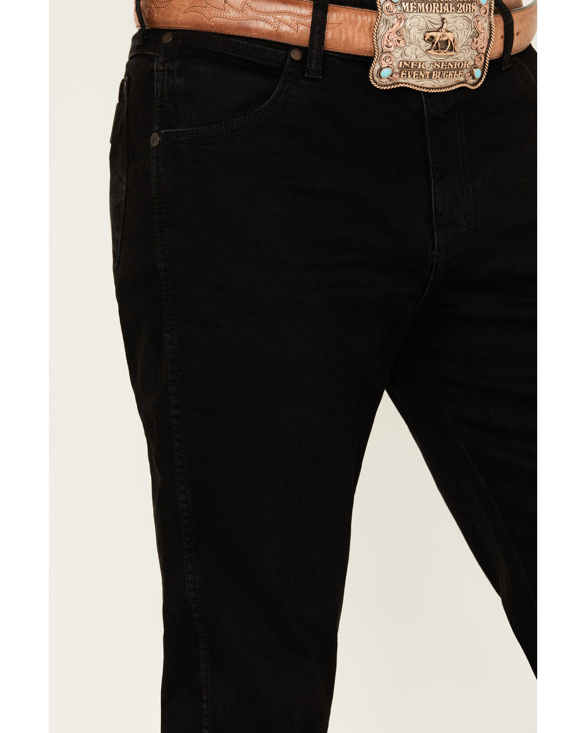 Image #2 - Wrangler Retro Men's Blackwell Slim Straight Stretch Denim Jeans, Black, hi-res