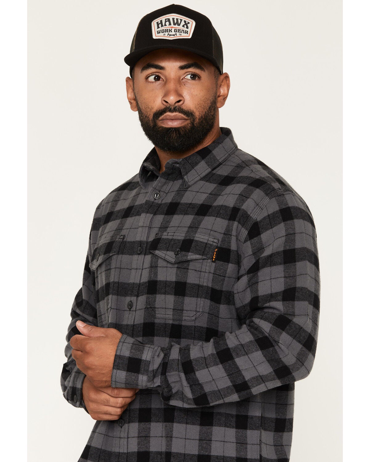 Image #2 - Hawx Men's Outlaw Plaid Print Long Sleeve Button-Down Flannel Work Shirt, Grey, hi-res