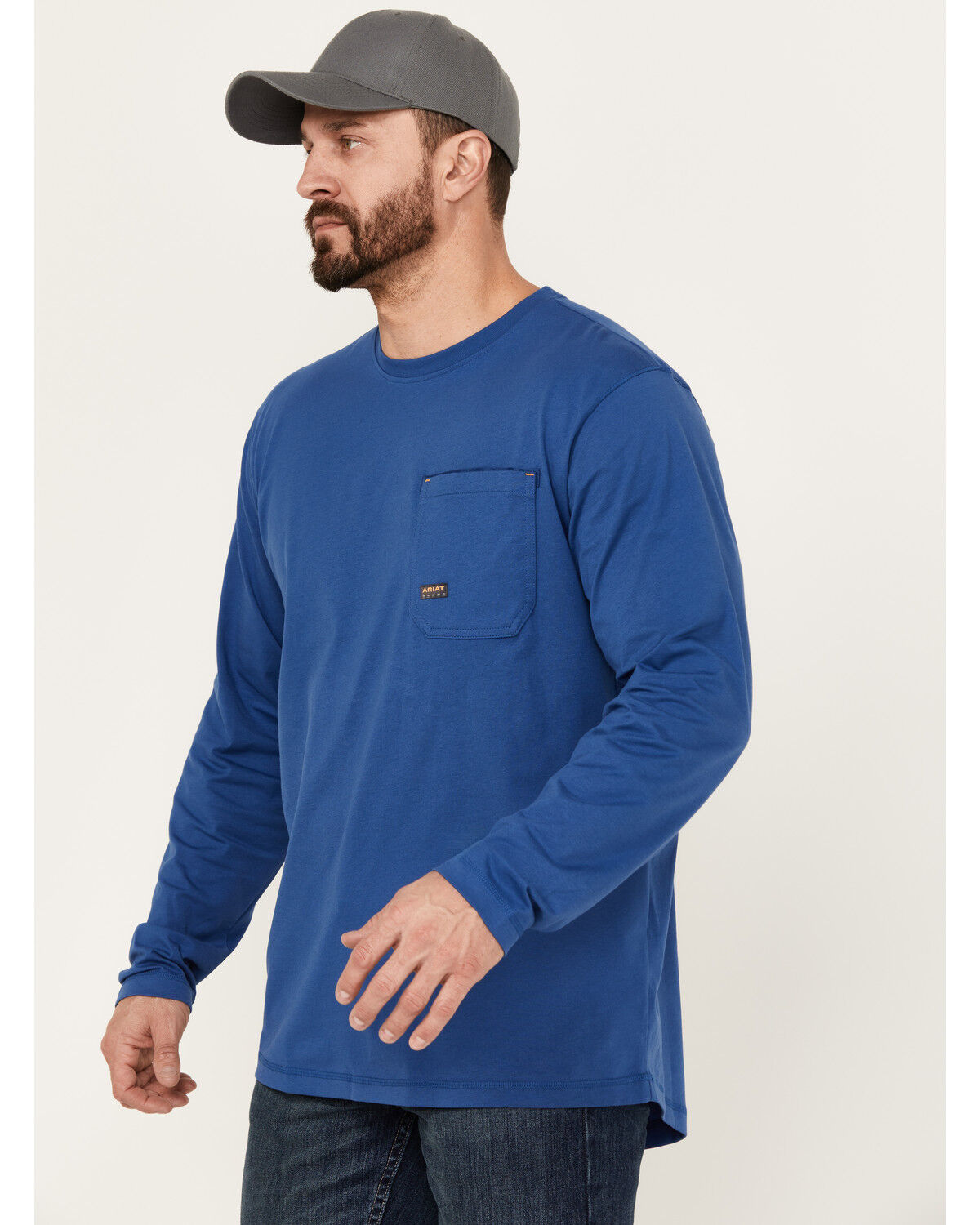 Image #4 - Ariat Men's Rebar Workman Chrome Moto Eagle Long Sleeve T-Shirt, Blue, hi-res
