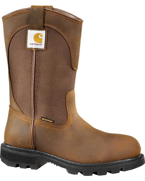 Carhartt Women's Wellington Boots - Steel Toe, Brown, hi-res