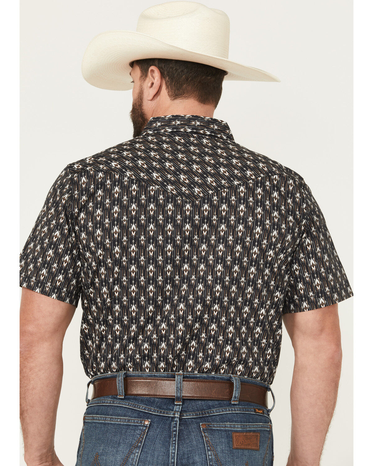 Image #4 - Cody James Men's Alpine Southwestern Stripe Print Short Sleeve Snap Western Shirt, Navy, hi-res