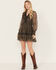 Image #1 - Idyllwind Women's Susie Ditsy Floral Print Long Sleeve Mini Dress, Dark Brown, hi-res