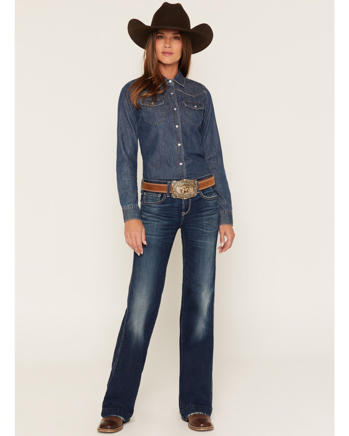 Ariat Women's R.E.A.L. Kacy Dark Wash Perfect Rise Trouser Stretch Denim Jeans, Dark Wash, hi-res