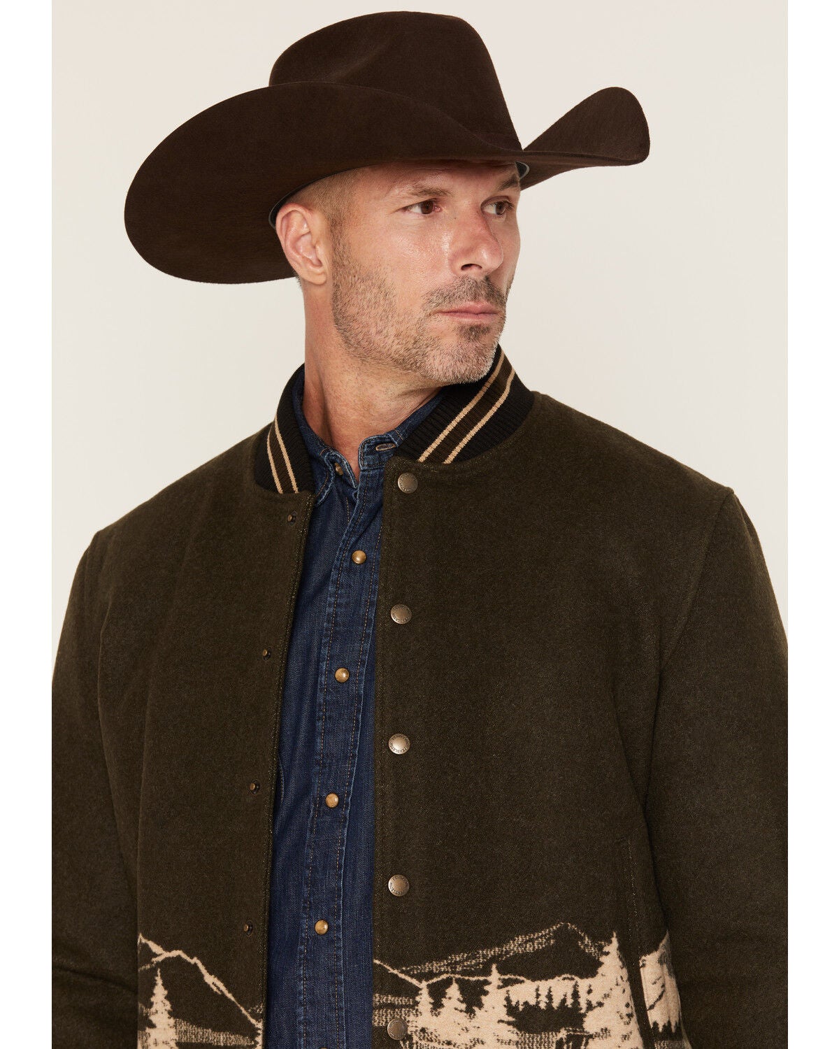 Image #2 - Pendleton Men's Lookout Valley Varsity Bomber Jacket, Olive, hi-res