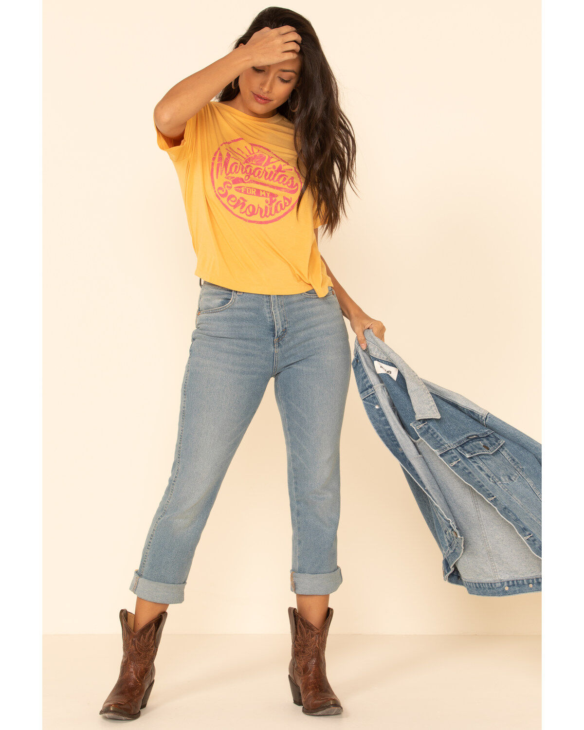 Image #2 - Rock & Roll Denim Women's Margaritas For My Senoritas Graphic Tee, Dark Yellow, hi-res