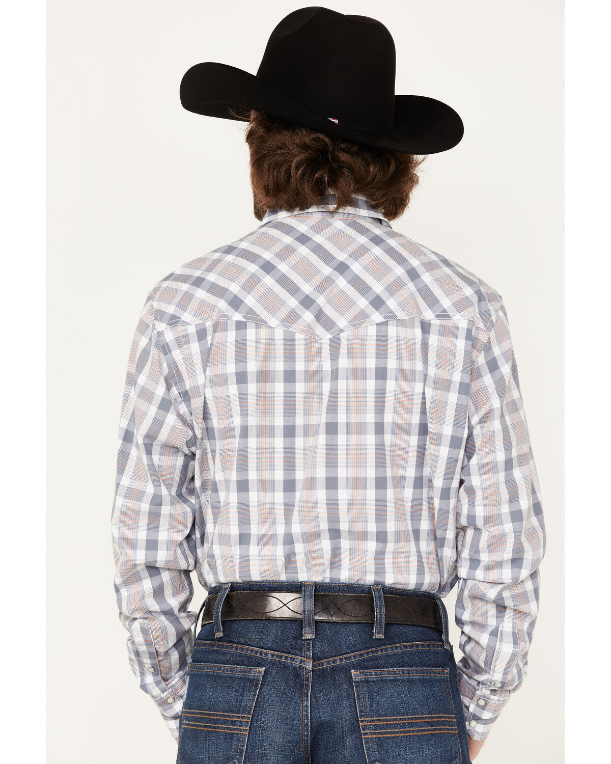Image #4 - Wrangler 20X Men's Competition Advanced Comfort Small Plaid Print Long Sleeve Snap Shirt, Grey, hi-res