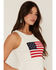 Image #2 - Sadie & Sage Women's American Flag Embroidered Sweater Tank Top, White, hi-res