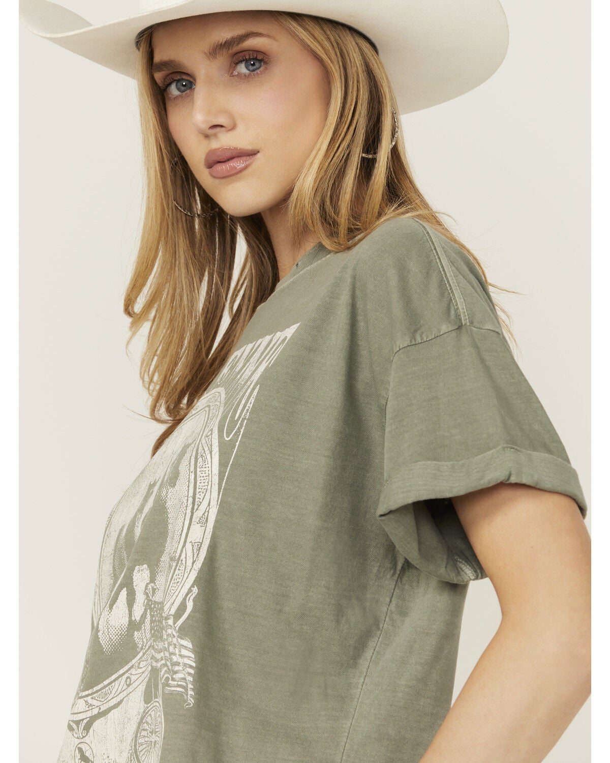 Image #2 - Girl Dangerous Women's Cheyenne Boyfriend Short Sleeve Graphic Tee, Green, hi-res