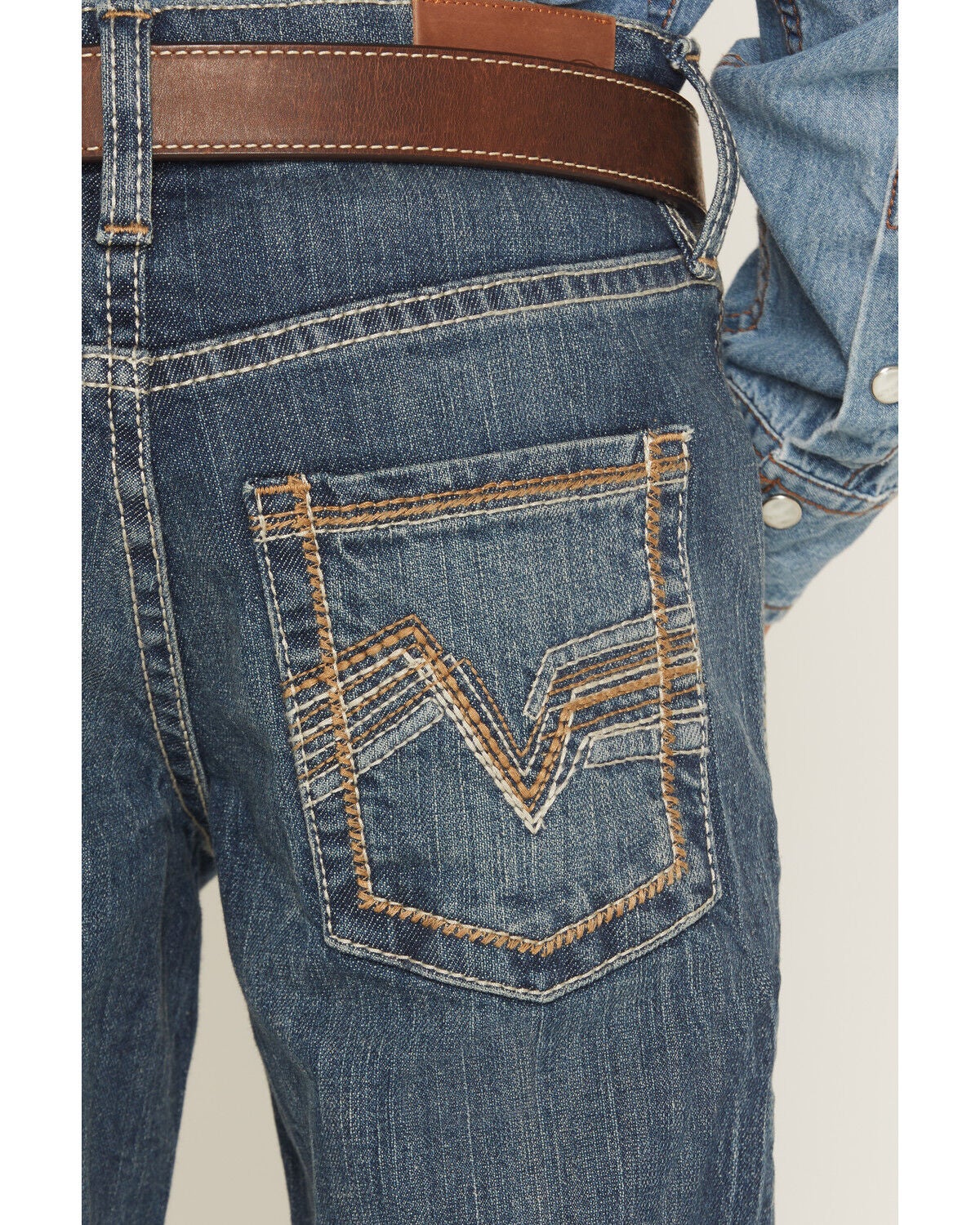 Image #4 - Cody James Boys' Texas Dark Wash Relaxed Bootcut Stretch Denim Jeans, Dark Wash, hi-res