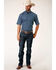 Amarillo Men's Diamond Fluer Foulard Geo Print Short Sleeve Western Shirt , Blue, hi-res