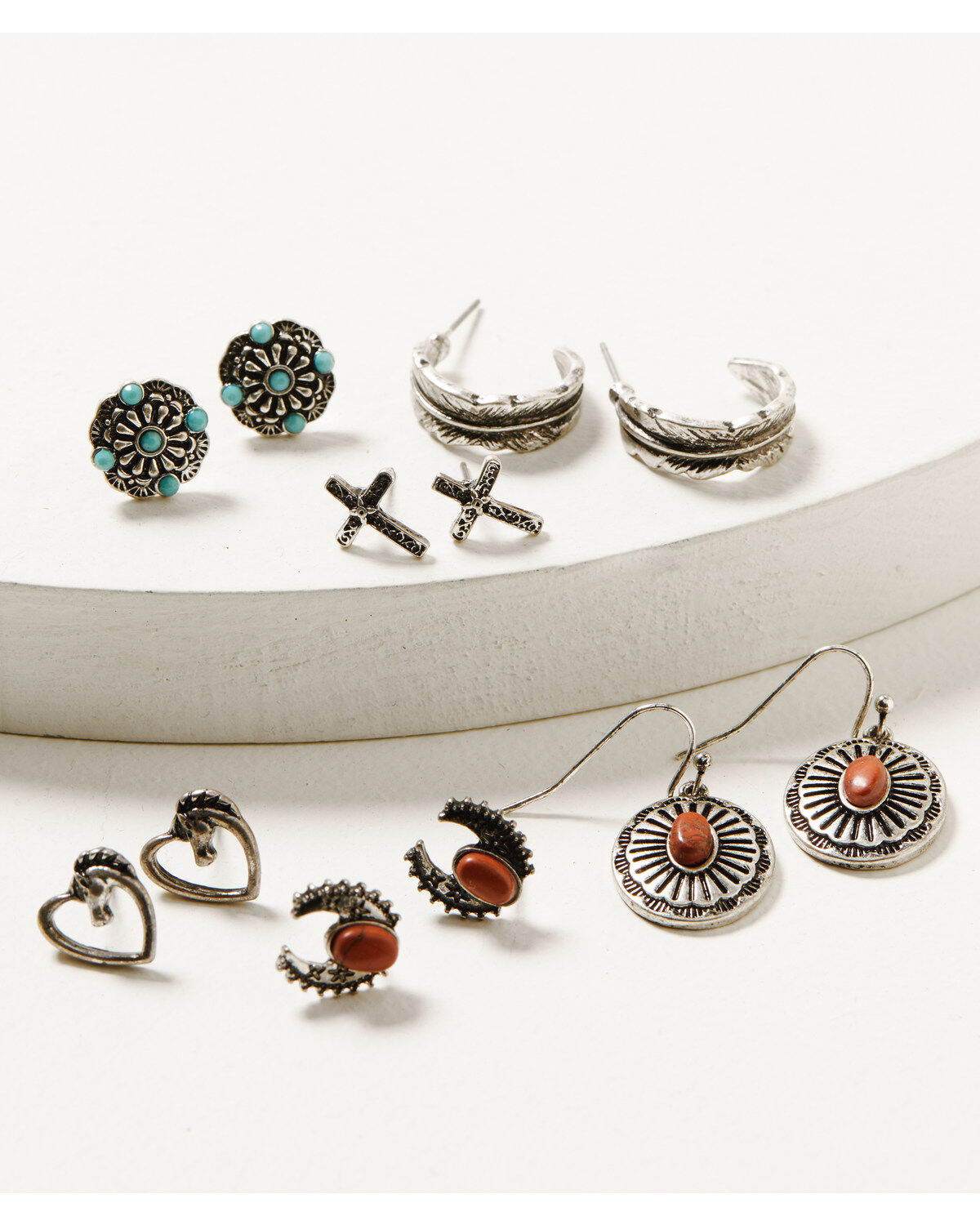 Image #1 - Shyanne Women's Canyon Sunset Crescent Earrings Set, Silver, hi-res