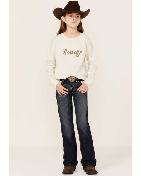 Image #4 - Roper Girls' Howdy Sweatshirt, White, hi-res