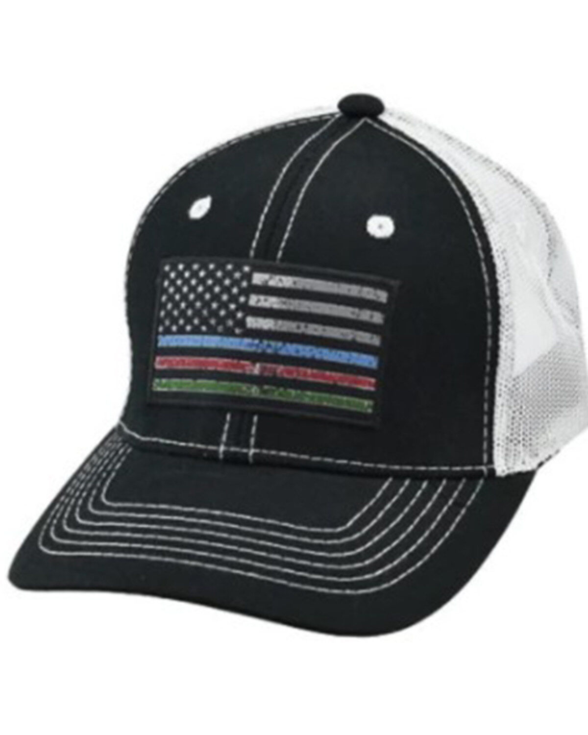 Image #1 - Justin Men's Front Line Flag Patch Mesh-Back Ball Cap, Black, hi-res