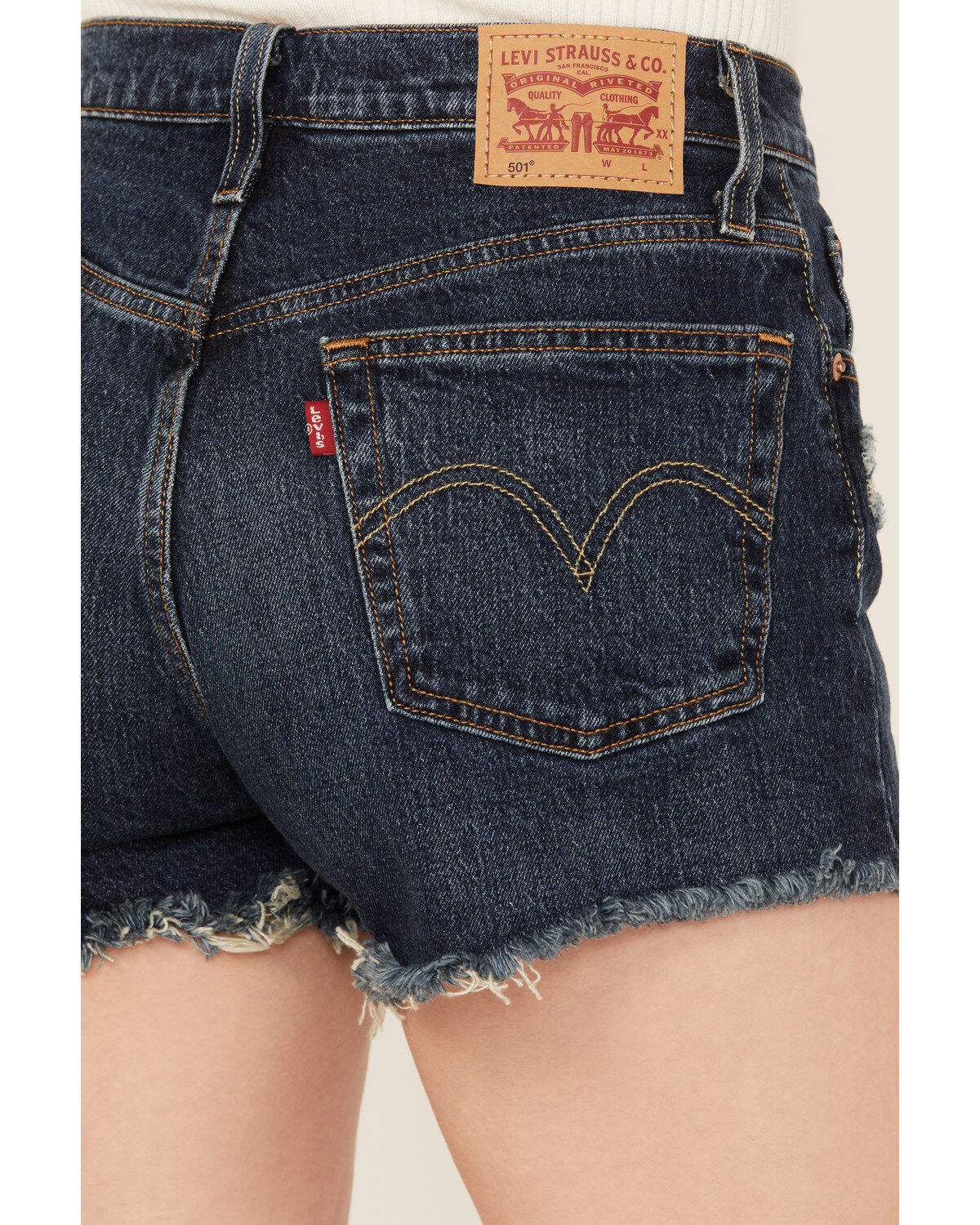 Image #4 - Levi's Women's Dark Wash 501 Worn In Original Shorts, , hi-res