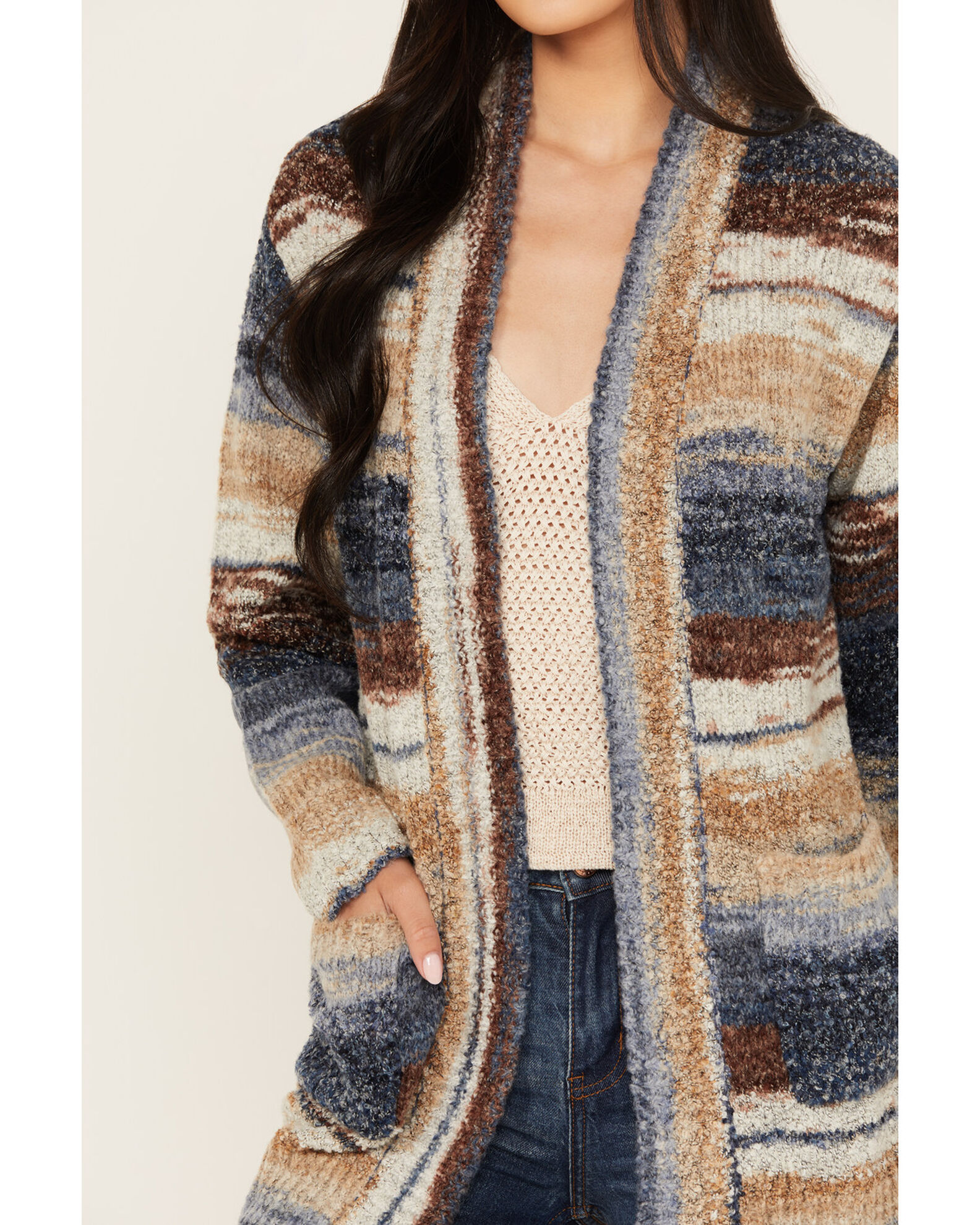 Womens long striped cardigan top