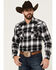 Ely Walker Men's Plaid Print Long Sleeve Snap Western Flannel Shirt , Black, hi-res
