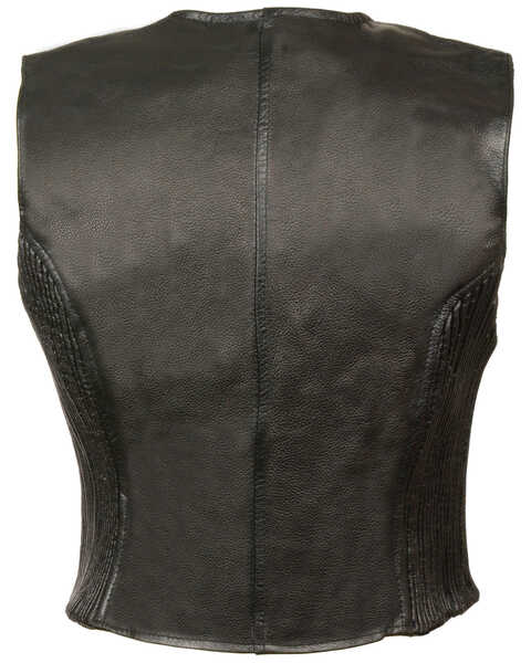 Milwaukee Leather Women's Zipper Front Side Stretch Vest, Black, hi-res