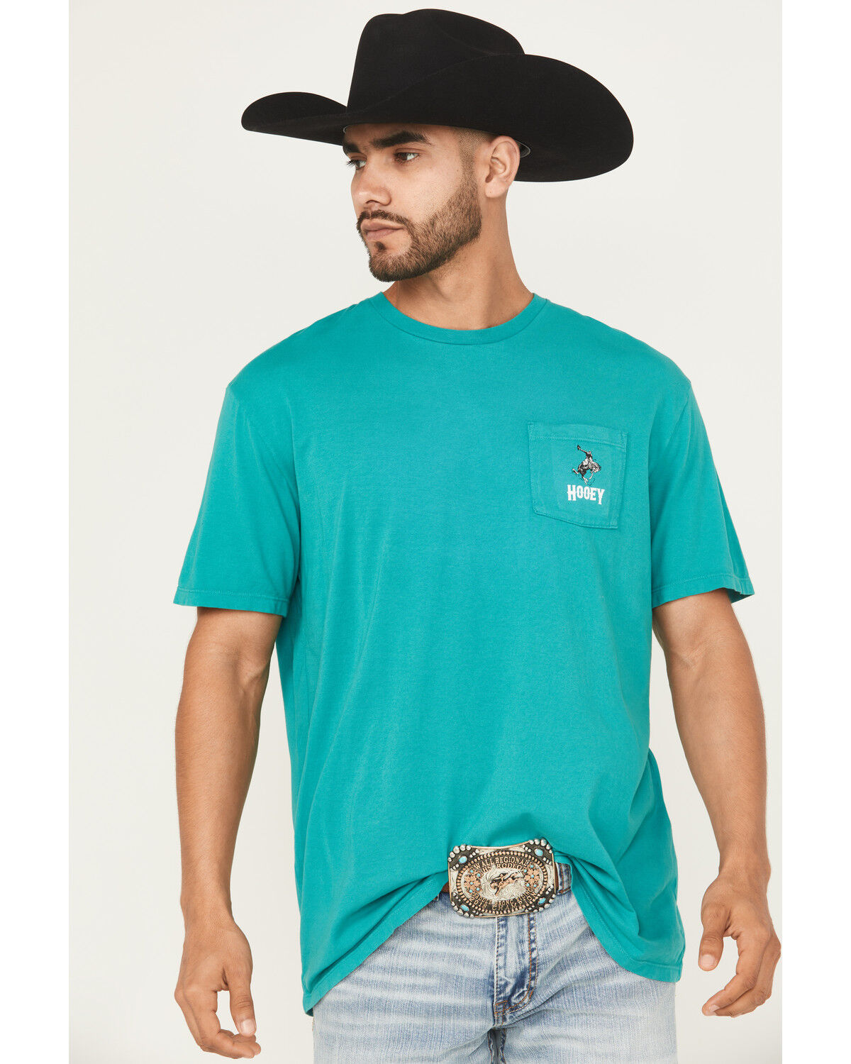 Image #2 - Hooey Men's Cheyenne Short Sleeve Graphic T-Shirt, Teal, hi-res