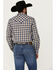 Image #4 - Cody James Men's Colt Plaid Print Long Sleeve Snap Western Shirt - Tall, Navy, hi-res