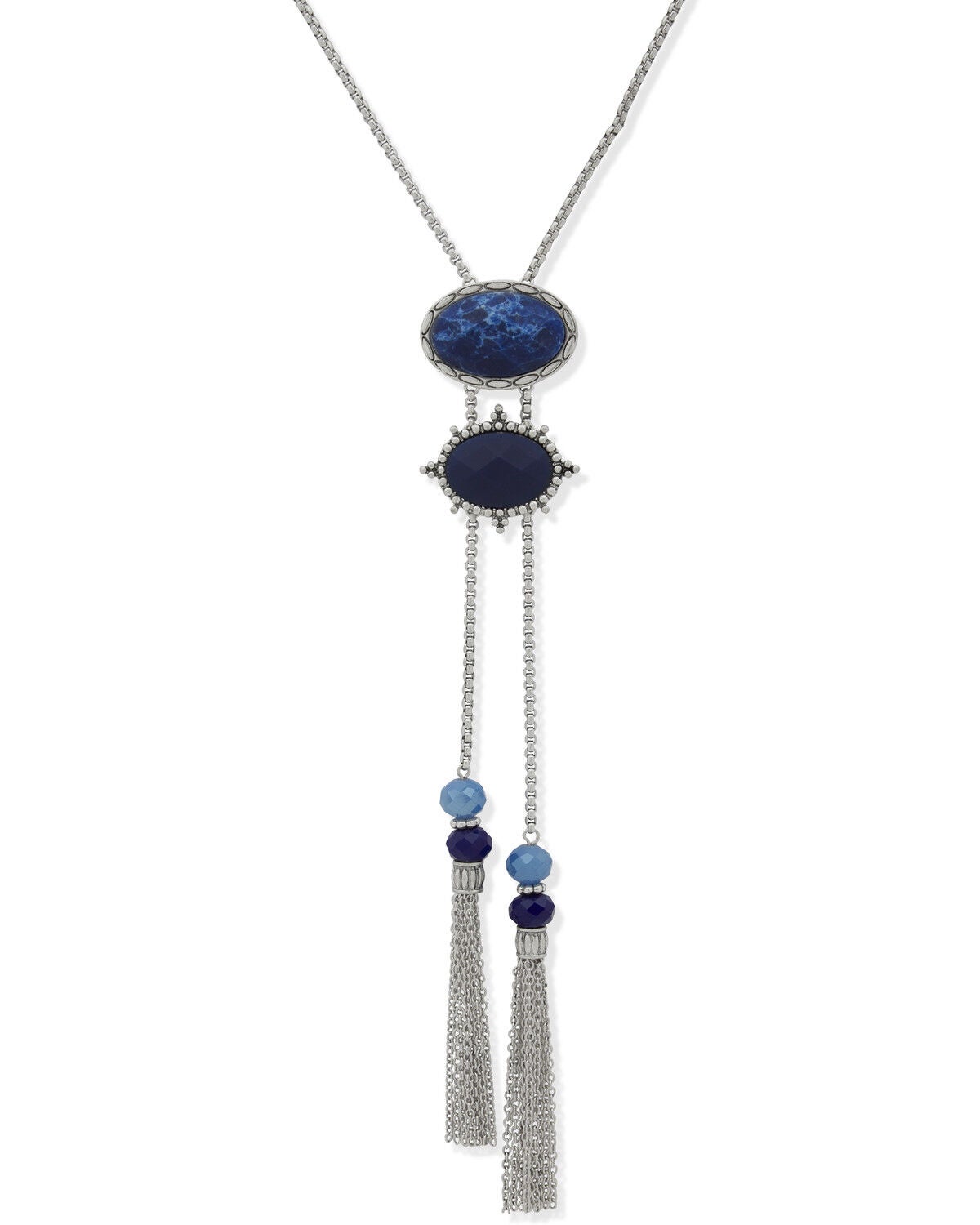 Lainey Wilson Women's Stone Tassel Bolo Necklace, Silver, hi-res