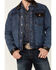 Scully Men's Indigo Denim Leather Trim Button-Front Jacket , Indigo, hi-res