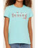 Ariat Girls' R.E.A.L. Floral Logo Graphic Tee, Turquoise, hi-res