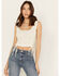 Image #1 - Shyanne Women’s Pointelle Cinch Front Tank, White, hi-res