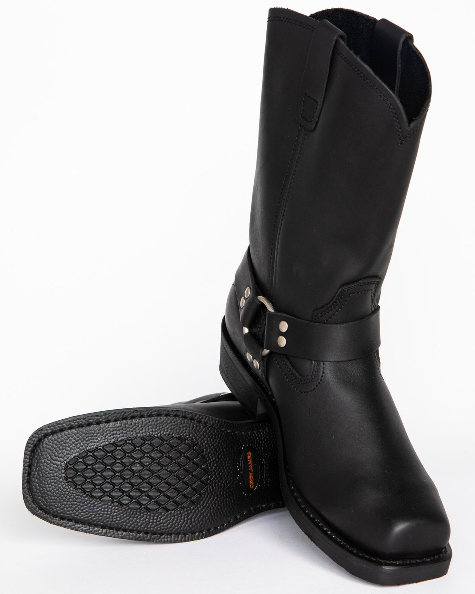 Image #5 - Brothers and Sons Men's Pull-On Motorcycle Boots - Square Toe, Black, hi-res