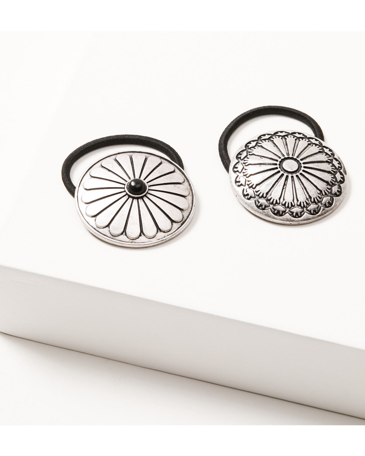 Image #2 - Idyllwind Women's Foxley Concho Hair Tie Set - 2 Piece, Silver, hi-res
