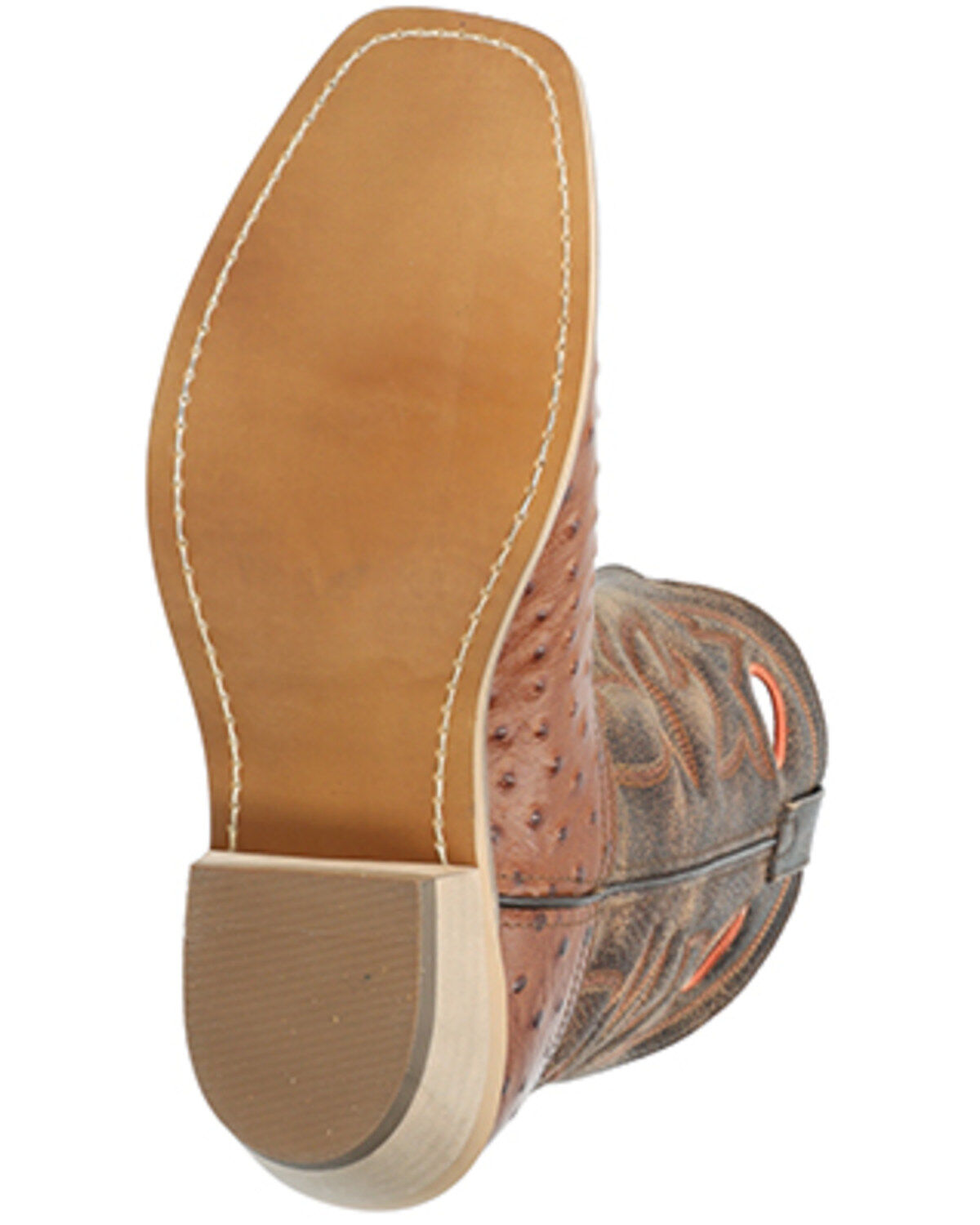Image #7 - Smoky Mountain Men's Santa Fe Ostrich Print Performance Boots - Square Toe, Cognac, hi-res