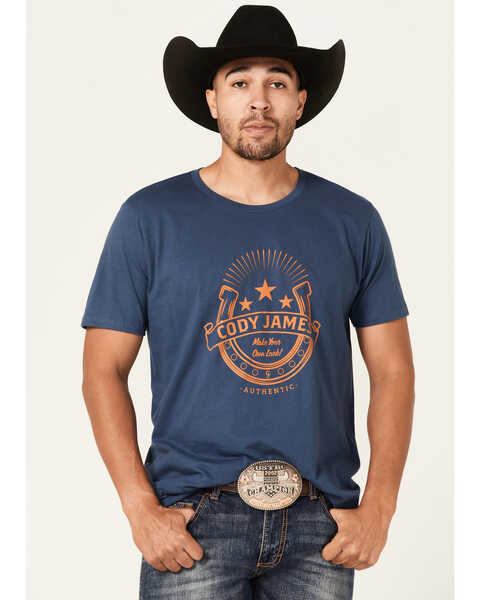 Cody James Men's Luck Horseshoe Graphic T-Shirt , Light Blue, hi-res