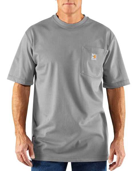 Image #1 - Carhartt Men's FR Force Short Sleeve Work Shirt - Big & Tall, Grey, hi-res