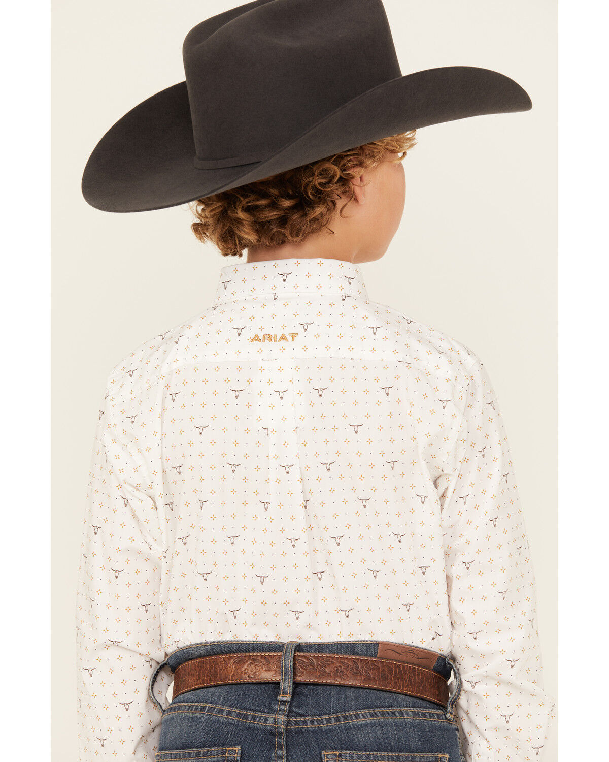 Image #4 - Ariat Boys' Steer Print Long Sleeve Button-Down Western Shirt, , hi-res