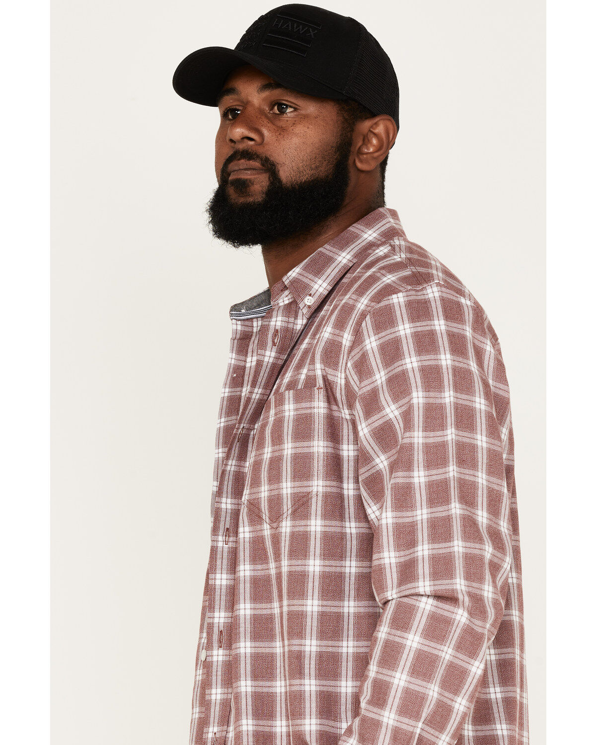 Image #2 - Cody James Men's Montana Plaid Print Long Sleeve Button Down Shirt, Burgundy, hi-res