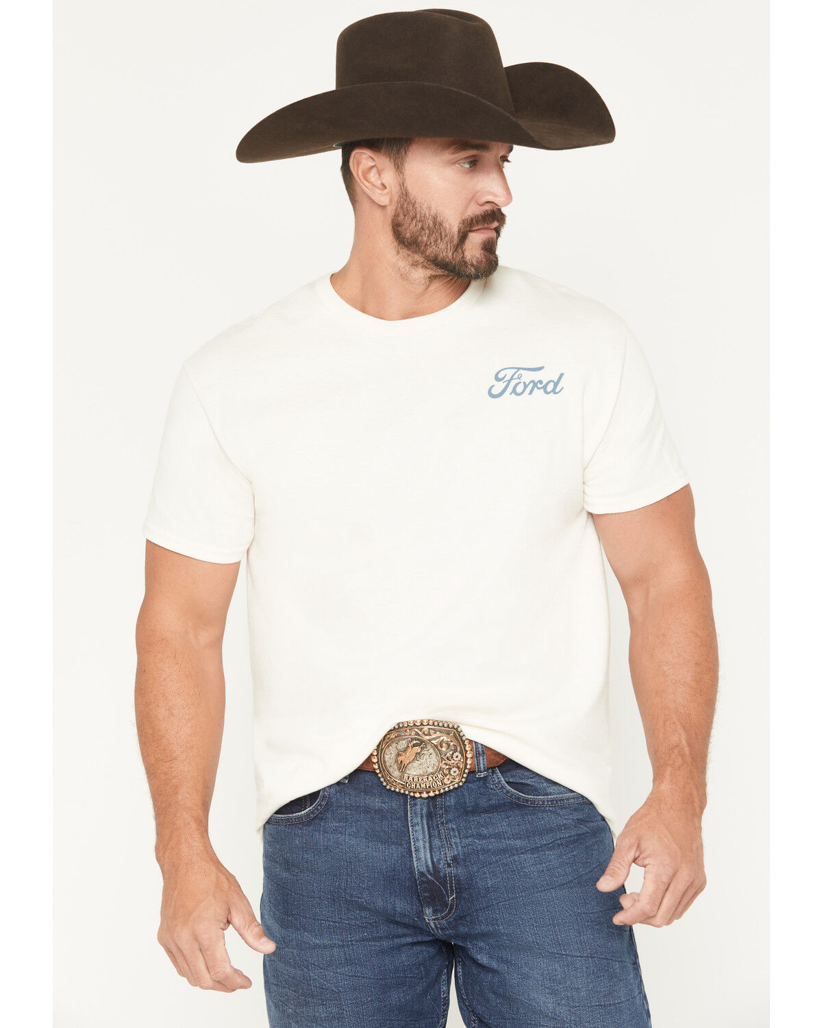 Image #2 - Buckwear Men's Ford Truck Cover Short Sleeve Graphic T-Shirt, Natural, hi-res