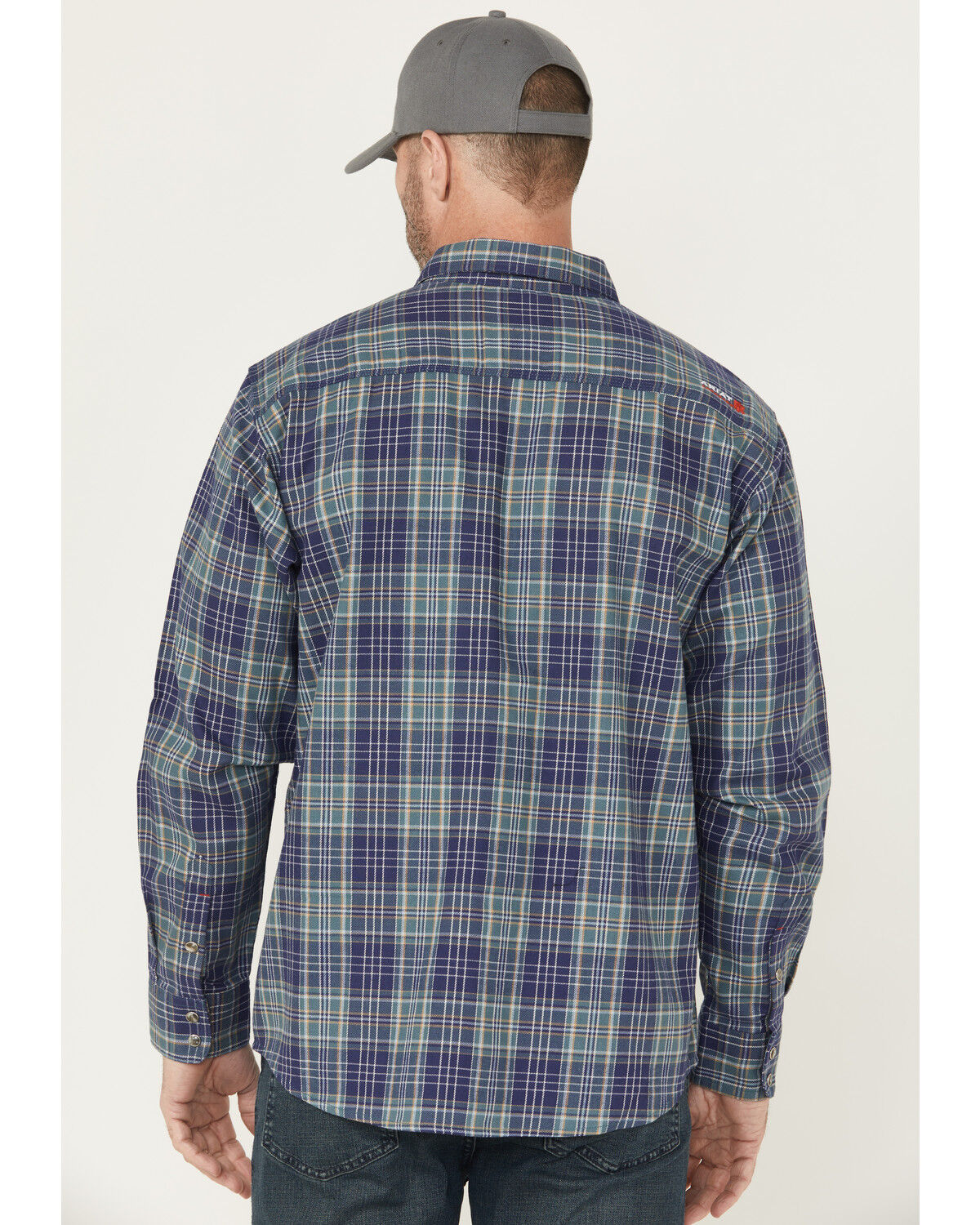 Image #4 - Ariat Men's FR Orson Plaid Print Long Sleeve Button-Down Work Shirt, Blue, hi-res