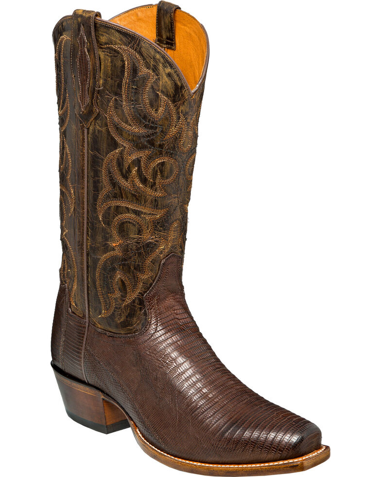 Tony Lama Men's Tobacco Teju Lizard Cowboy Boots - Square Toe | Boot Barn