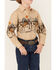 Image #3 - Panhandle Boys' Cowboy Border Print Long Sleeve Pearl Snap Western Shirt, Tan, hi-res