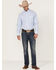 George Strait by Wrangler Men's Striped Long Sleeve Button Down Western Shirt , Blue, hi-res