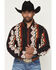 Image #1 - Wrangler Men's Checotah Southwestern Print Long Sleeve Snap Western Shirt, Black, hi-res