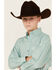 Image #2 - Panhandle Boys' Solid Poplin Long Sleeve Button-Down Western Shirt, Aqua, hi-res