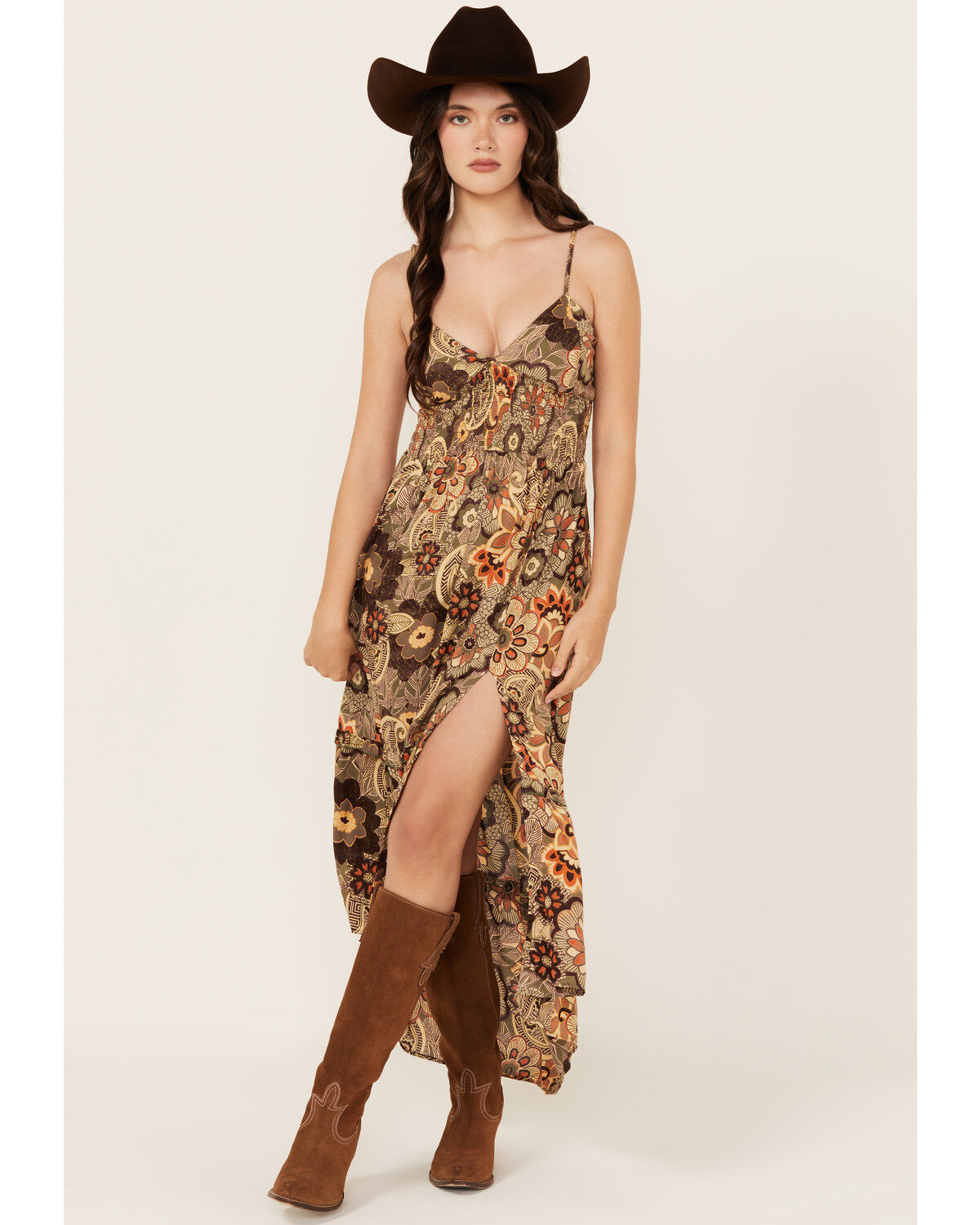 Image #1 - Angie Women's Floral Print Sleeveless Maxi Dress, , hi-res
