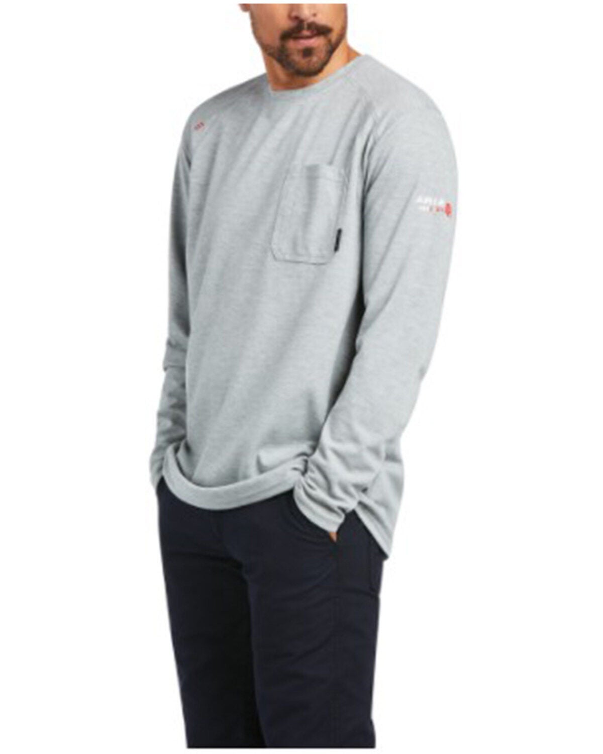 Ariat Men's FR Max Protect Inherent Work Pocket T-Shirt, Heather Grey, hi-res