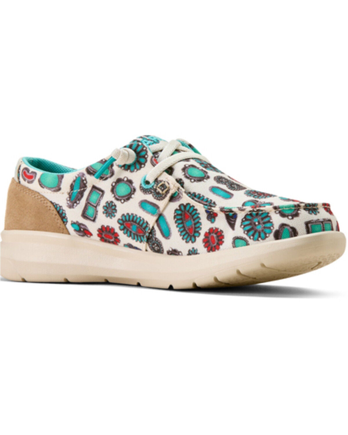 Ariat Women's Hilo Jewelry Casual Shoes - Moc Toe, Turquoise, hi-res